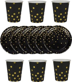 Szülinapi Bögre Szett Tányérok Fekete-arany