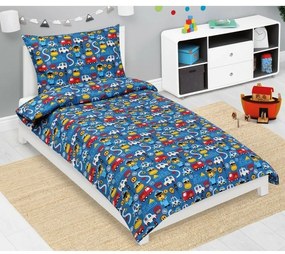 Bellatex Junior mentők gyerek pamut ágyneműhuzat, kék,140 x 200, 70 x 90 cm