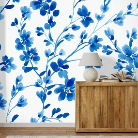 Fotótapéta - Kék festett virágok (147x102 cm)