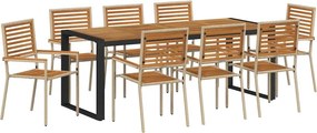 vidaXL Kert étkező szett 9 pcs Beige és barna polirattan
