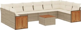 vidaXL 11 részes bézs polyrattan kerti ülőgarnitúra párnákkal