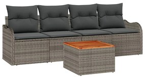 vidaXL Kerti Kanapé Szett tárolóval 5 pcs Szürke polirattan