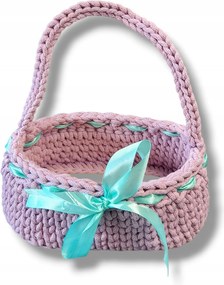 Húsvéti kosár ajándék dekoráció kézzel készített rózsaszín handmade