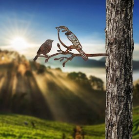 Bird fém kerti dísztárgy, barna, 40×20 cm