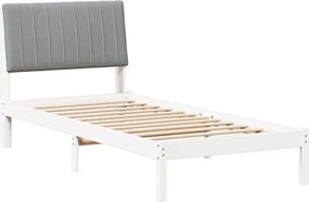 vidaXL Ágykeret fejtámlával Fehér 90 x 190 cm Tömör fenyőfa
