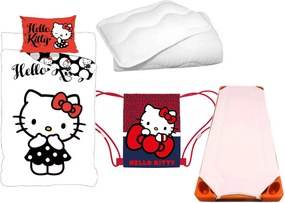 Hello Kitty Black Dress gyerek, ovis ágyneműhuzat, derékalj, tornazsák és paplan/párna szett 100x135 cm 40x60 cm