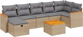 vidaXL 8 részes vegyes bézs polyrattan kerti ülőgarnitúra párnákkal
