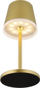 Globo 36637GM Solar asztali lámpa, fém/műanyag aranyszínű metál, műanyag szatírozott, csúszókapcsoló, CR18650 1200mAh 3.7V, IP44, 2 szerelési magasság: 41 cm/26 cm, ø: 110mm, M: 410mm, tartozék: 10x LED 0.06W 3V, 3000K