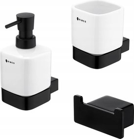 Nimco Kibo fekete fali fürdőszobai kiegészítőkészlet, rozsdamentes acél Ki-set-31K-T-90_