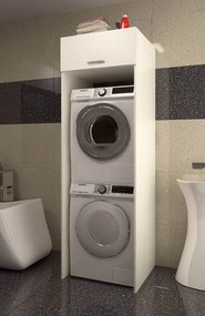 Szekrény mosógép és szárítógép fölé, fehér, JERGI