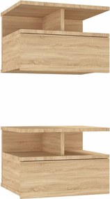 vidaXL 2 db sonoma tölgy szerelt fa lebegő éjjeliszekrény 40x31x27 cm