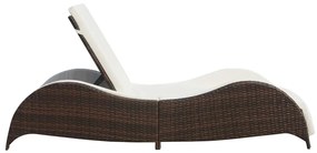 Barna polyrattan napozóágy párnával