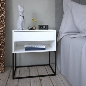 Éjjeliszekrény/kisasztal, fehér/fekete, ARTI TYP 2