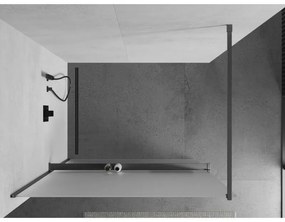 Mexen Kioto+, Walk-In zuhanyparaván polccal és akasztóval 140 x 200 cm, 8 mm-es matt üveg, grafit profil, 800-140-121-66-30