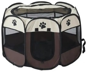 Hordozható kisállat kennel, 114 x 114 x 60 cm, barna