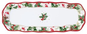 Karácsonyi porcelán hosszúkás kínáló tálca Christmas Berries