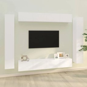 8 részes fehér szerelt fa TV-szekrényszett