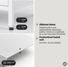 Polcos szekrény fiókokkal irodába, iratrendezőkhöz és dokumentumokhoz, nyitott polcok, fém, fehér, 800x2200x400 mm: ARIEL