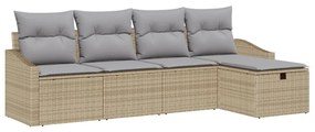 Kerti Kanapé Szett 5 pcs Bézs 233 x 117 x 85 cm Poli rattan