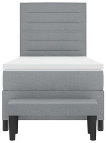 Boxspring ágy matraccal és pad light szürke 90 x 190 cm szövet