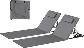 Outsunny 2 db összecsukható napozóágy állítható háttámlával, párnával és hordtáskával – sötétszürke | Aosom