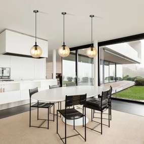 Csillár zsinóron COSMO 1xE14/10W/230V átm. 14 cm fekete/bézs