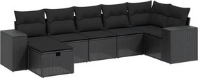 vidaXL 7 részes fekete polyrattan kerti ülőgarnitúra párnával