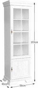 Vitrines szekrény KRW1, fenyő andersen, KORA