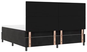 Boxspring Ágy Mattal és LED Fekete 200x200 cm Bársonyos
