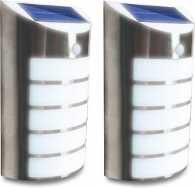 2x Napelemes fali lámpa Led kerti homlokzati lámpa 6000K hideg mozgásérzékelő