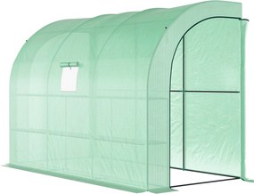 Outsunny Üvegház Polcokkal és Ablakkal, Télen is Használható Acél Poly Film Üvegház, Falra Szerelhető Üvegház Erkélyre, Kertbe, Paradicsomház 300x150x