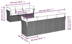 8 részes szürke polyrattan kerti ülőgarnitúra párnákkal