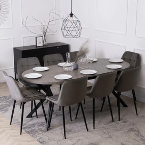 Bővíthető Étkezőasztal Beton/Fekete Színben. LUGO 90-190 cm