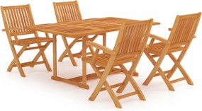 vidaXL 5 részes tömör tíkfa kerti étkezőgarnitúra