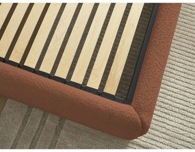 Narancssárga kárpitozott ágyneműtartós-ágytámla nélkül franciaágy ágyráccsal 160x200 cm Inera – Bobochic Paris