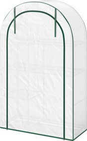 Outsunny Üvegház Kerek Tetős Ajtóval, Polcokkal, Fagyálló Acélvázú Üvegház, Melegágy Erkélyre, Kertbe, Paradicsom Üvegház 100 x 45 x 160 cm, Paradicso