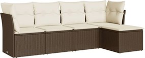 vidaXL 5 részes barna polyrattan kerti ülőgarnitúra párnával