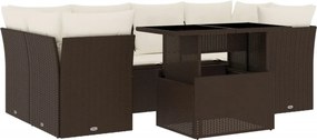 vidaXL 7 részes barna polyrattan kerti ülőgarnitúra párnákkal