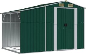vidaXL zöld horganyzott acél kerti fészer 277 x 192,5 x 179 cm