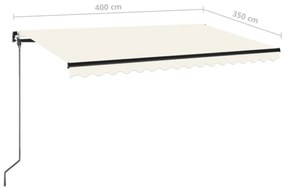 krémszínű kézzel kihúzható LED-es napellenző 400 x 350 cm