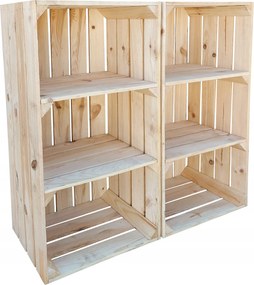 Fa Dobozok, Dobozok 2 Polccal, Természetes Rendszerező, 75x40x30 cm