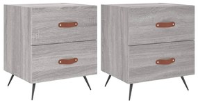 2 db szürke sonoma színű szerelt fa éjjeliszekrény 40x35x47,5cm
