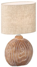 Barna-bézs kerámia asztali lámpa textil búrával (magasság 39 cm) Tobse – Fischer &amp; Honsel