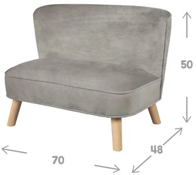 Világosszürke bársony gyerek kanapé 70 cm Lil Sofa – Roba
