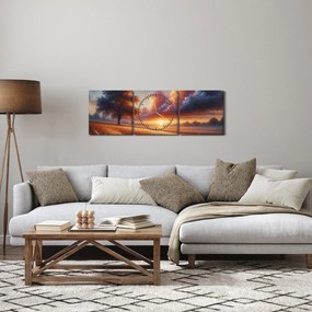 Kép – Naplemente a mezőn (órával) (90x30 cm)