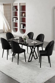 Kaye étkezőgarnitúra, fekete márvány-fekete, 168 cm – TR240CHR2835