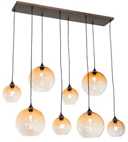 Art Deco lógólámpa sötét bronz színű borostyánüveggel 8 lámpás - Sandra