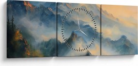 Kép - Festett hegyi táj (órával) (90x30 cm)