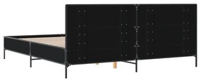 fekete szerelt fa és fém ágykeret 180 x 200 cm