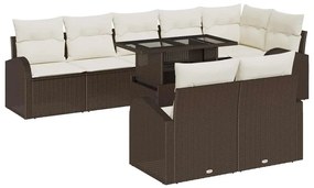 Kerti Kanapé Szett 9 pcs Barna és krémszínű 100 x 55 x 73 cm
